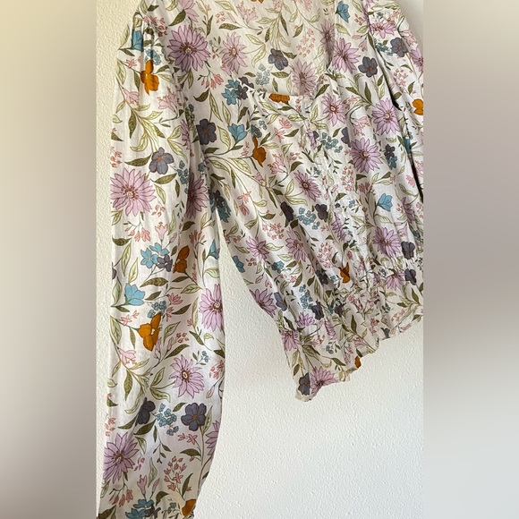 ANA A New Approach Boho Peasant Top Retro Multicolor Floral Blouse Size Large - Picture 6 of 13